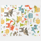 Kleurrijke Leuke Cartoon Hout Dieren Patroon Fleece Deken (Voorkant (Horizontaal))