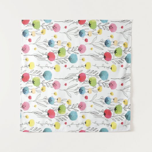 Kleurrijke, leuke, cirkelvormige ontwerpelementen wandkleed (Voorkant (horizontaal))