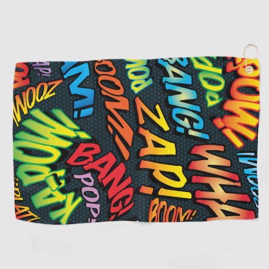 Kleurrijke Leuke Comic Book Pop Art Sounds Golfhanddoek (Horizontaal)