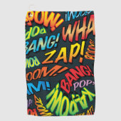 Kleurrijke Leuke Comic Book Pop Art Sounds Golfhanddoek (Voorkant)