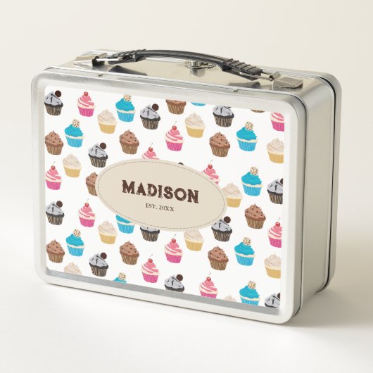 Kleurrijke Leuke Cupcakes Patroon Monogram (Achterkant)