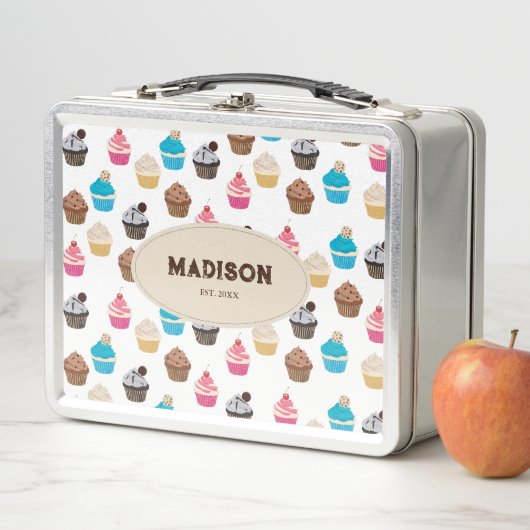 Kleurrijke Leuke Cupcakes Patroon Monogram (In situ)