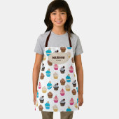 Kleurrijke Leuke Cupcakes Patroon Monogram Schort (Insitu)