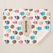 Kleurrijke Leuke Cupcakes Patroon Monogram Sherpa Deken (Voorkant (horizontaal))