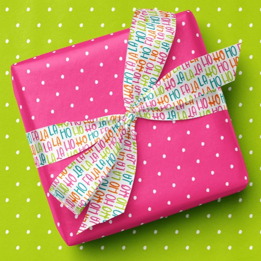 Kleurrijke leuke falala hohoho kerstvakantie satijnen lint