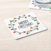 Kleurrijke Leuke Feestelijke Lichten Vrolijk Kerst Kartonnen Onderzetters (Schuin)