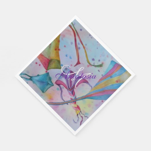 KLEURRIJKE LEUKE FLYING KITES MONOGRAM PARTY SERVETTEN (Hoek)