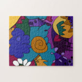 Kleurrijke, Leuke, Funky Doodle Kunstpuzzel Legpuzzel (Horizontaal)