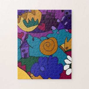 Kleurrijke, Leuke, Funky Doodle Kunstpuzzel Legpuzzel