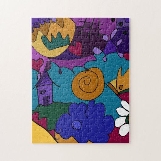 Kleurrijke, Leuke, Funky Doodle Kunstpuzzel Legpuzzel (Verticaal)