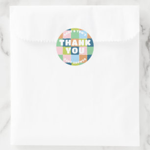 Kleurrijke Leuke Gender Neutrale Blokken Dank u Fa Ronde Sticker