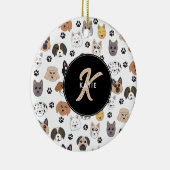 Kleurrijke Leuke Grappige Honden & Dog Paw Monogra Keramisch Ornament (Rechts)