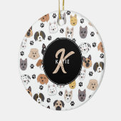 Kleurrijke Leuke Grappige Honden & Dog Paw Monogra Keramisch Ornament (Links)