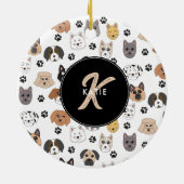 Kleurrijke Leuke Grappige Honden & Dog Paw Monogra Keramisch Ornament (Achterkant)