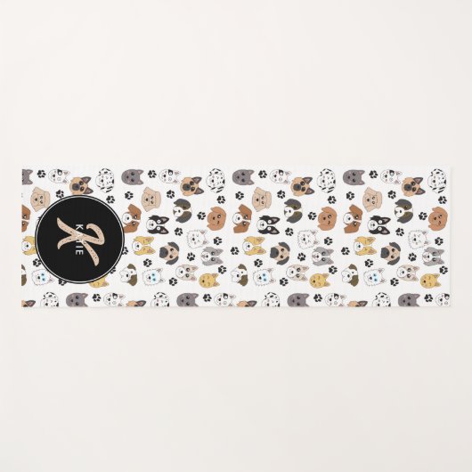 Kleurrijke Leuke Grappige Honden & Dog Paw Monogra Yogamat (Voorkant (horizontaal))