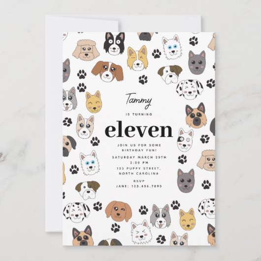 Kleurrijke Leuke Grappige Honden & Dog Paw Verjaar Kaart (Voorkant)