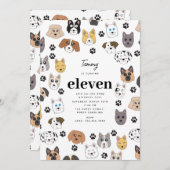 Kleurrijke Leuke Grappige Honden & Dog Paw Verjaar Kaart (Voorkant / Achterkant)