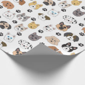 Kleurrijke Leuke Grappige Honden & Hond Paw Patroo Cadeaupapier (Hoek)
