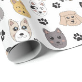 Kleurrijke Leuke Grappige Honden & Hond Paw Patroo Cadeaupapier (Rol Hoek)