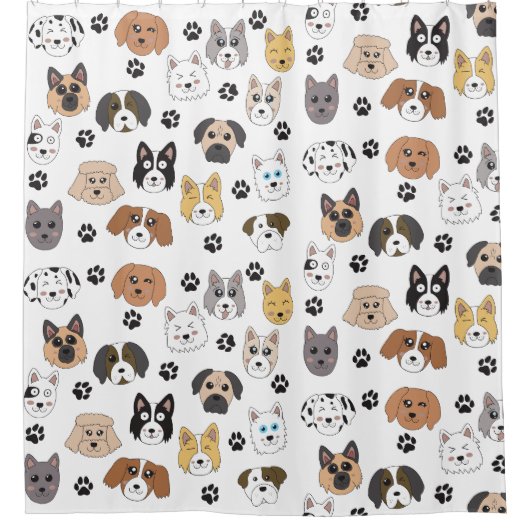 Kleurrijke Leuke Grappige Honden & Hond Paw Patroo Douchegordijn (Voorkant)
