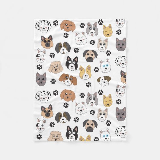 Kleurrijke Leuke Grappige Honden & Hond Paw Patroo Fleece Deken (Voorkant)