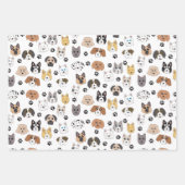 Kleurrijke Leuke Grappige Honden & Hond Paw Patroo Inpakpapier Vel (Voorkant)