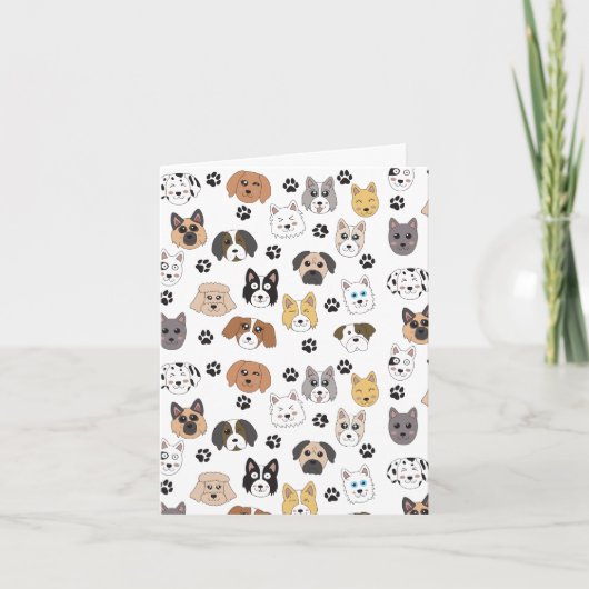 Kleurrijke Leuke Grappige Honden & Hond Paw Patroo Kaart (Voorkant)