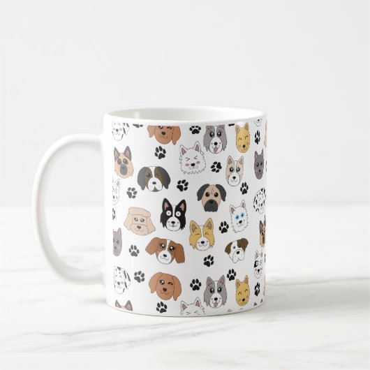 Kleurrijke Leuke Grappige Honden & Hond Paw Patroo Koffiemok (Links)