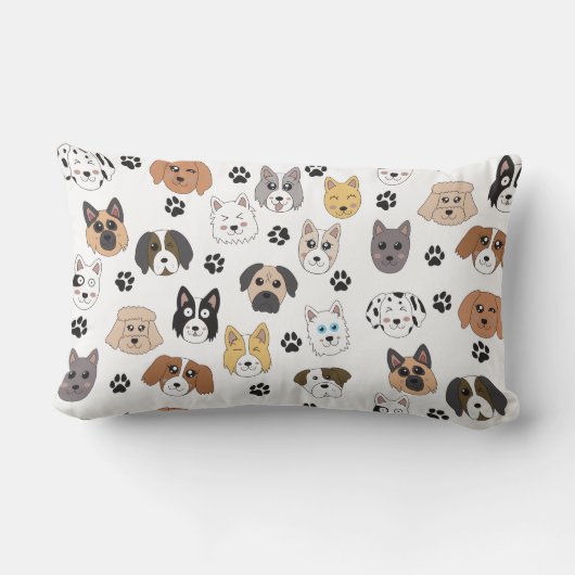 Kleurrijke Leuke Grappige Honden & Hond Paw Patroo Kussen (Achterkant)