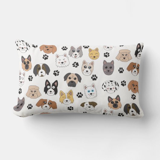 Kleurrijke Leuke Grappige Honden & Hond Paw Patroo Kussen (Voorkant)