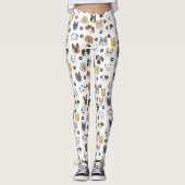 Kleurrijke Leuke Grappige Honden & Hond Paw Patroo Leggings (Voorkant)