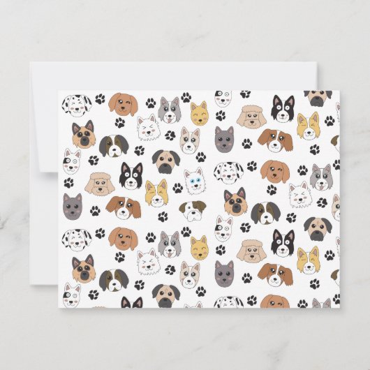 Kleurrijke Leuke Grappige Honden & Hond Paw Patroo Notitiekaartje (Achterkant)