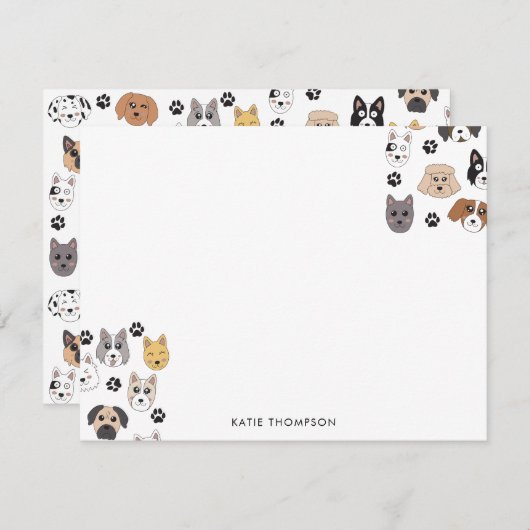 Kleurrijke Leuke Grappige Honden & Hond Paw Patroo Notitiekaartje (Voorkant / Achterkant)