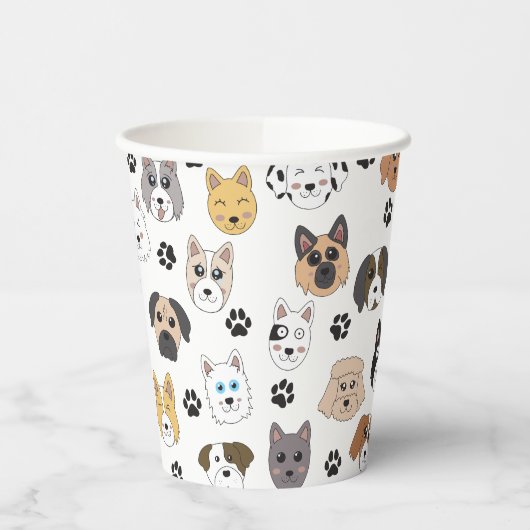 Kleurrijke Leuke Grappige Honden & Hond Paw Patroo Papieren Bekers (Links)