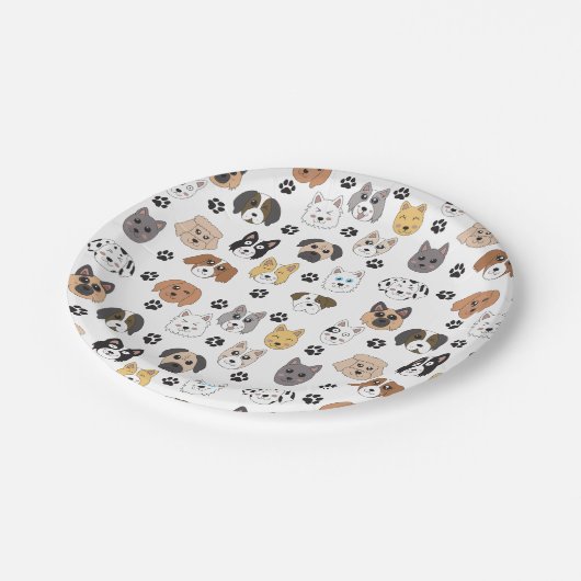 Kleurrijke Leuke Grappige Honden & Hond Paw Patroo Papieren Bordje (Gekanteld)