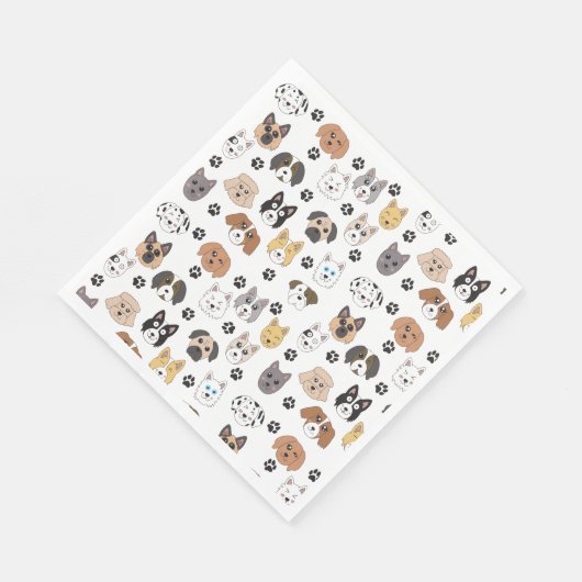 Kleurrijke Leuke Grappige Honden & Hond Paw Patroo Servet (Hoek)