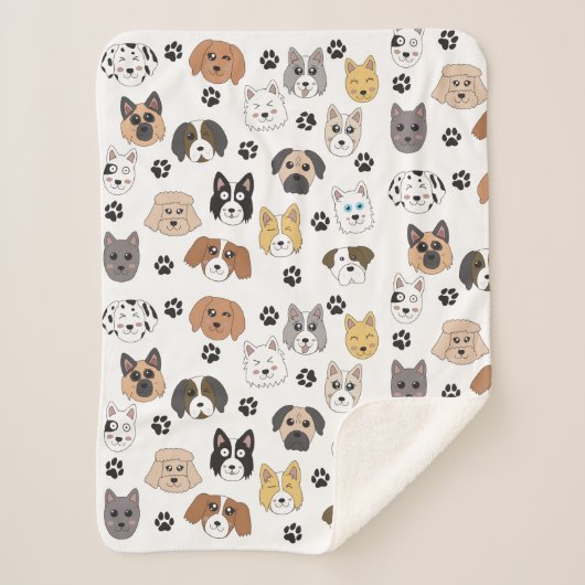 Kleurrijke Leuke Grappige Honden & Hond Paw Patroo Sherpa Deken (Voorkant)