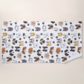 Kleurrijke Leuke Grappige Honden & Hond Paw Patroo Strandlaken (Voorkant)