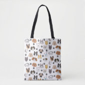 Kleurrijke Leuke Grappige Honden & Hond Paw Patroo Tote Bag (Voorkant)
