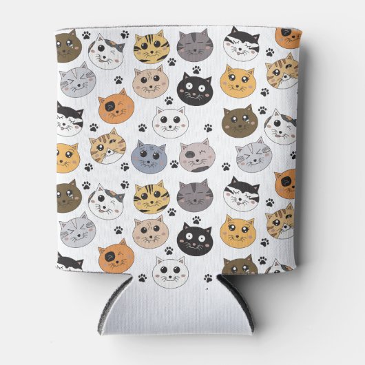 Kleurrijke Leuke Grappige Katten & Paw Patroon Blikjeskoeler (Voorkant)