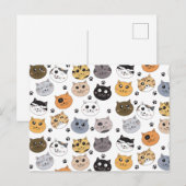 Kleurrijke Leuke Grappige Katten & Paw Patroon Feestdagenkaart (Voorkant / Achterkant)