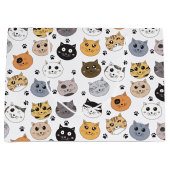 Kleurrijke Leuke Grappige Katten & Paw Patroon Groot Cadeauzakje (Voorkant)