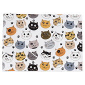 Kleurrijke Leuke Grappige Katten & Paw Patroon Groot Cadeauzakje (Achterkant)