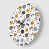 Kleurrijke Leuke Grappige Katten & Paw Patroon Grote Klok (Hoek)