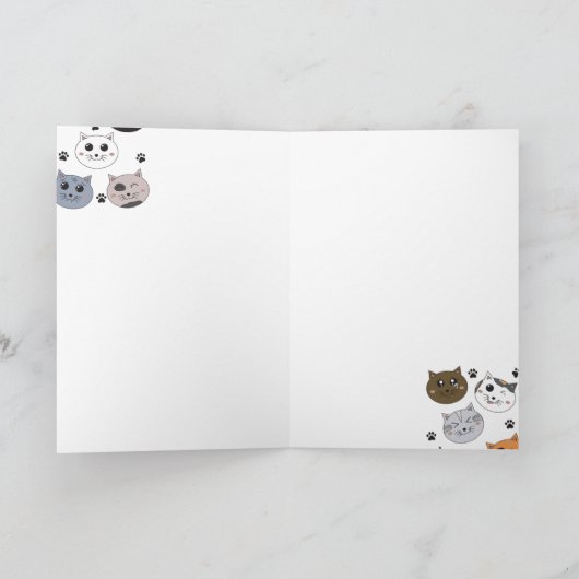 Kleurrijke Leuke Grappige Katten & Paw Patroon Kaart (Binnen)