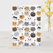 Kleurrijke Leuke Grappige Katten & Paw Patroon Kaart (Gele Bloem)