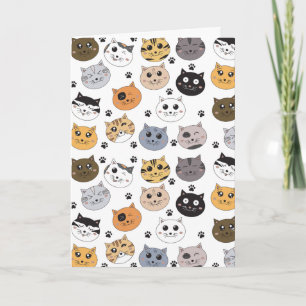Kleurrijke Leuke Grappige Katten & Paw Patroon Kaart