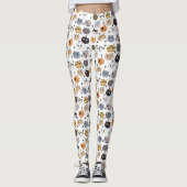 Kleurrijke Leuke Grappige Katten & Paw Patroon Leggings (Voorkant)
