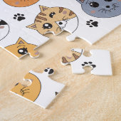 Kleurrijke Leuke Grappige Katten & Paw Patroon Legpuzzel (Zijkant)