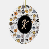 Kleurrijke Leuke Grappige Katten & Paw Patroon Mon Keramisch Ornament (Rechts)